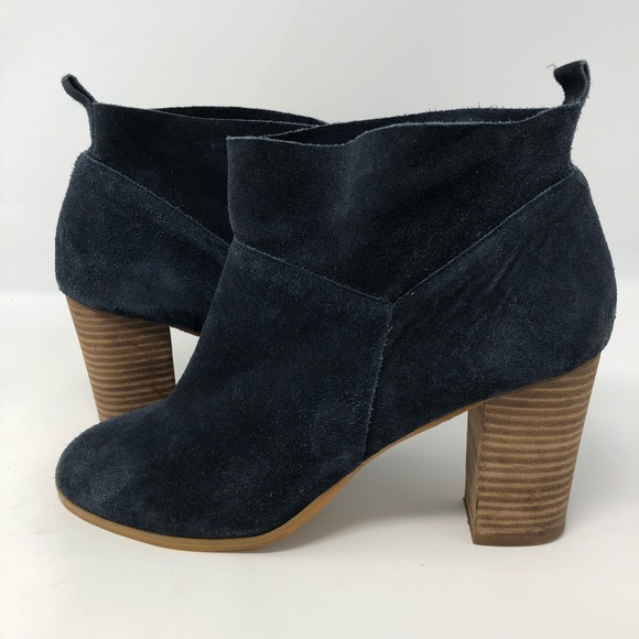 Crown Vintage Shoes - Crown Vintage | Navy Suede Heeled Bootie